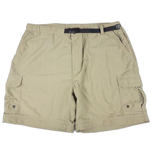 REI 100% Nylon 6.5 Inch Cargo Shorts Belted Utility Windbreaker Mens Large Khaki - Picture 1 of 6